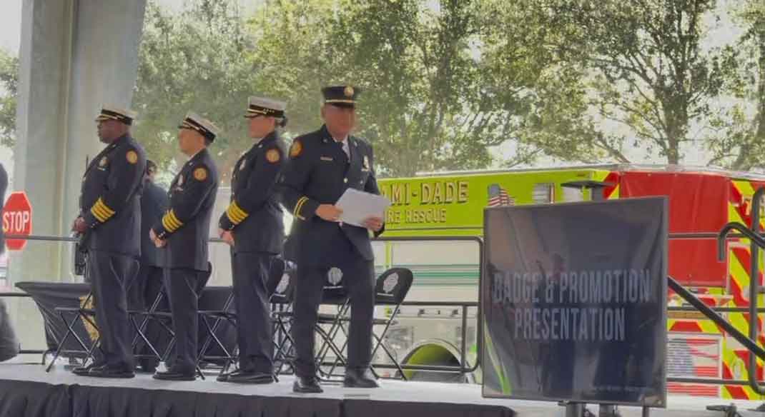 VGPD Detective Darwin Villavicencio was officially sworn in as Captain of the Miami-Dade County Fire Rescue Department (Photo Credit:  Village of Virginia Gardens)