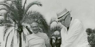 1972 Miami Springs Mayor John Cavalier Sr. & Claude Pepper at the Miami Springs Country Club by Ken Wilde