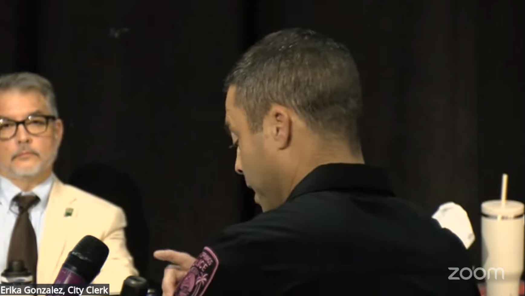 Miami Springs Police Lieutenant Robert Castillo explaining the drone program at City Council