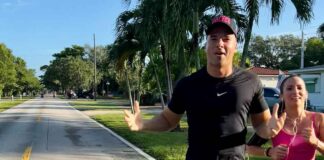 2nd Annual Run with a Cop Event a Pink Success Miami Springs Police Chief Castillo at the Run with a Cop Event (photo credit: @MiamiSpringsPD)