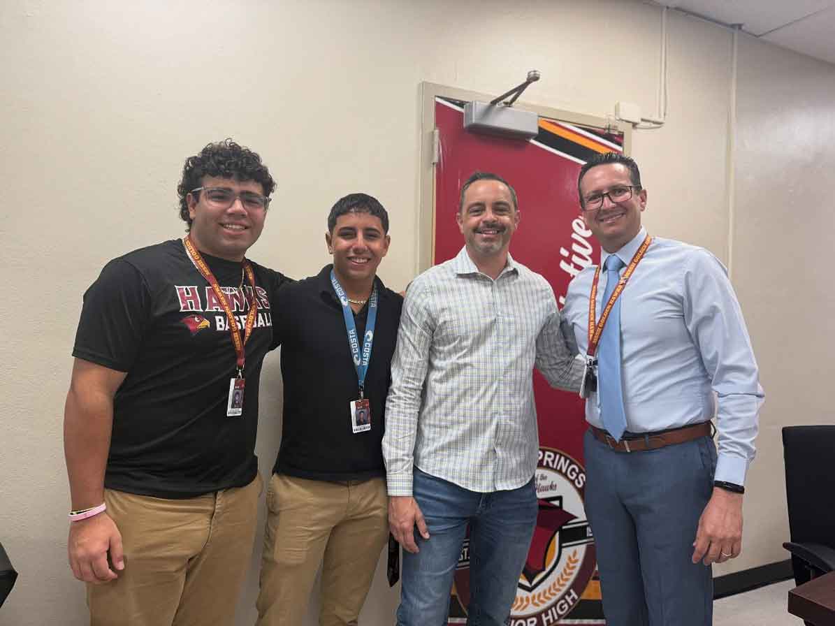 Our student anchors and studio assistants, Justin and Damian, got a special visit from City Councilman Joseph Dion, who will be serving as our “Principal for the Day” on Tuesday, October 28th. Photo Credit: @mssh_hawkeyenews