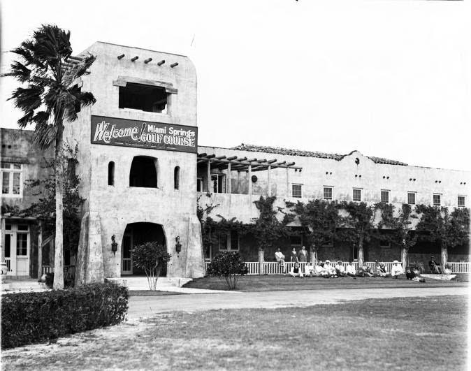 December 1932 Miami Springs Golf Course with a temporary sign welcoming visitors