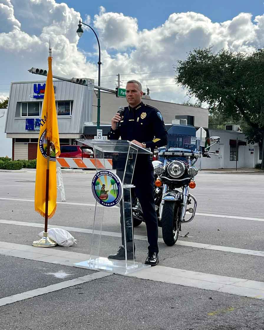 Chief Castillo at the Don Mazzone Street Naming Ceremony (Photo Credit:  City of Miami Springs)