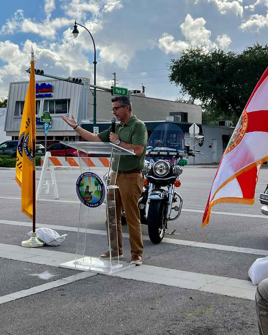 Mayor Walter Fajet at the Don Mazzone Street Naming Ceremony (Photo Credit:  City of Miami Springs)