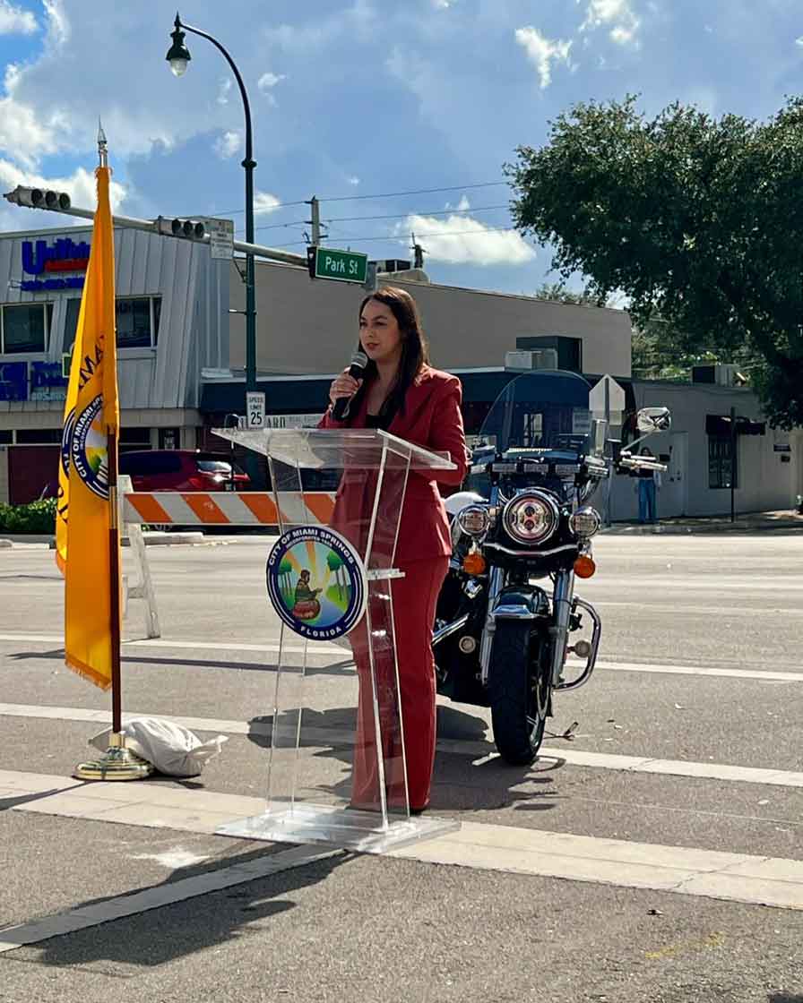 Commissioner Natalie Orbis at the Don Mazzone Street Naming Ceremony (Photo Credit:  City of Miami Springs)