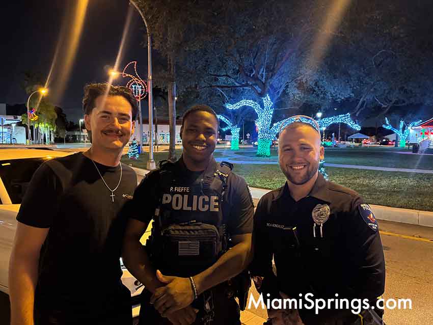 Miami Springs Police Officers conducting traffic enforcement on the Circle 