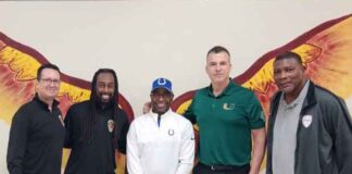 UM Coach Cristobal Joins T.Y. Hilton at Miami Springs Senior High
