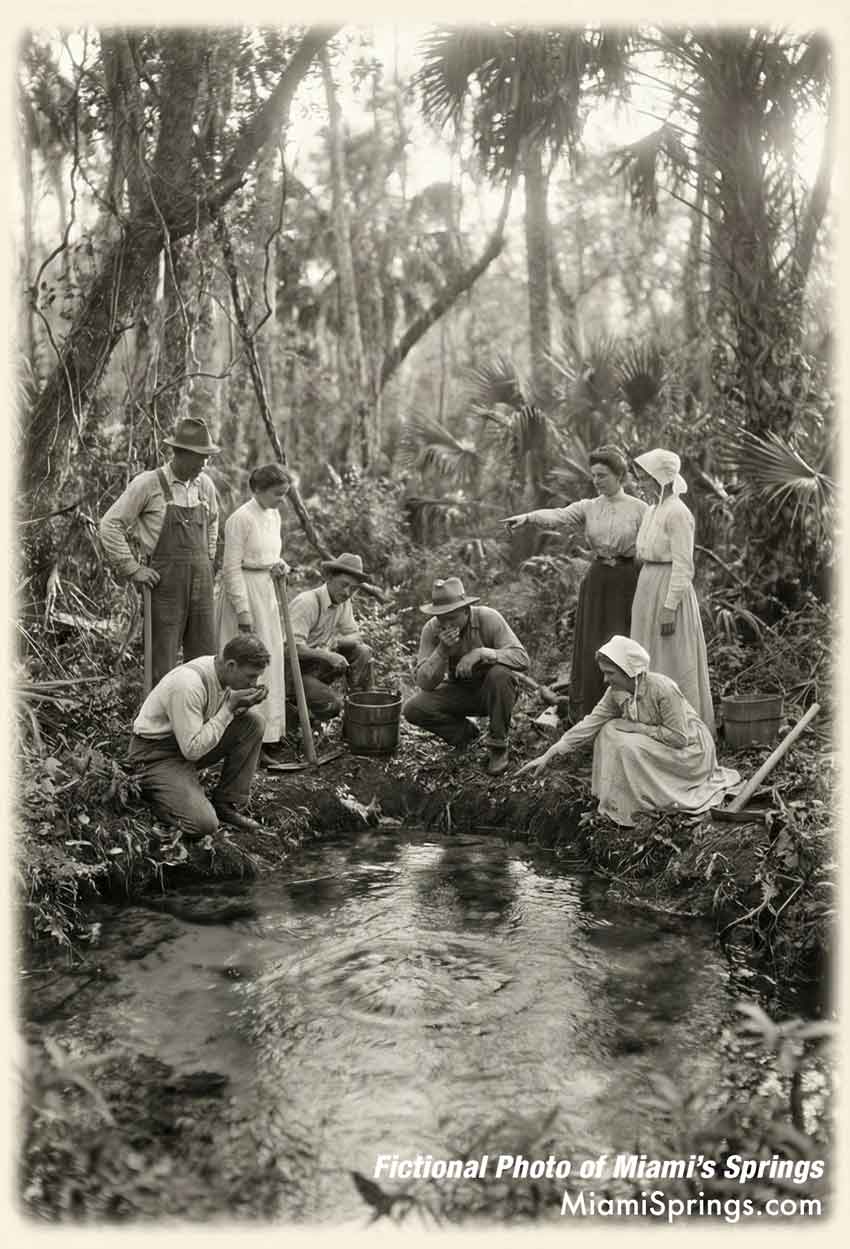 Fictional image of the discovery of Miami's springs