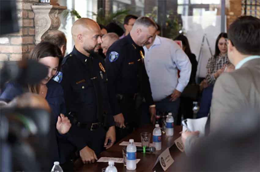 Miami Springs Police Lieutenant Albert Vargas and Miami Springs Police Chief Matthew Castillo at roundtable with U.S. Congressman Diaz-Balart (Photo Credit:  Diaz-Balart House.gov)