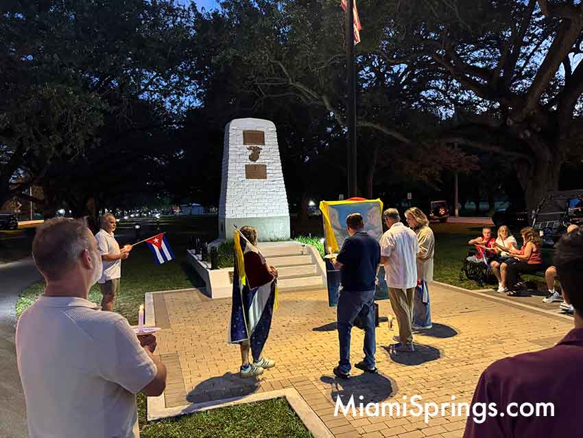 Freedom for Cuba Candlelight Vigil on Curtiss Parkway in Miami Springs