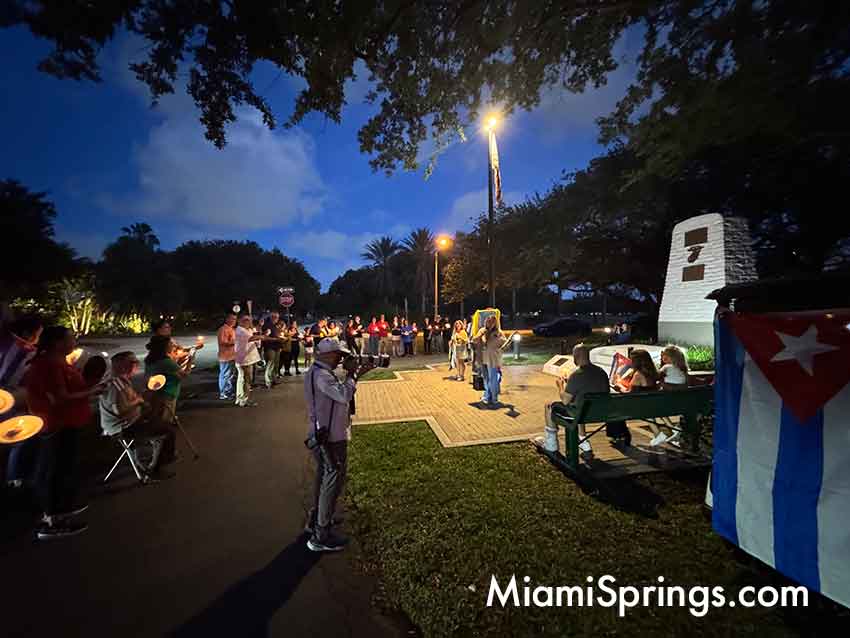 Freedom for Cuba Candlelight Vigil on Curtiss Parkway in Miami Springs