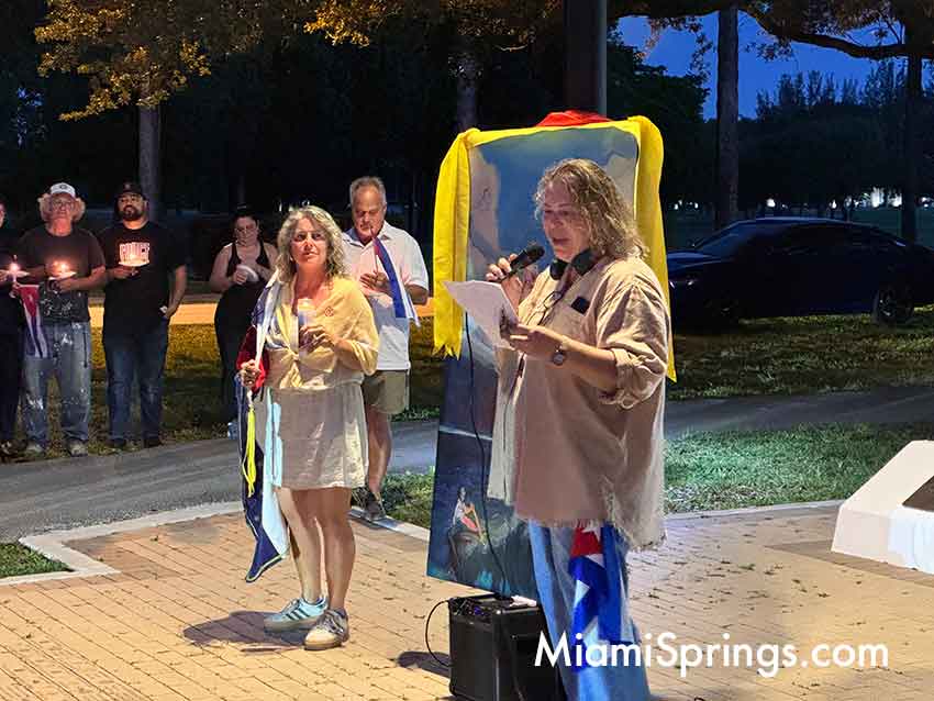Freedom for Cuba Candlelight Vigil on Curtiss Parkway in Miami Springs