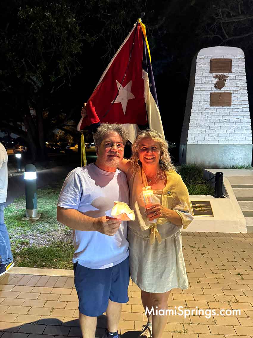 Freedom for Cuba Candlelight Vigil on Curtiss Parkway in Miami Springs