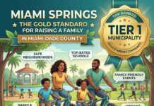 Miami Springs Ranks in Top tier of Miami-Dade Municipalities Miami Springs is a top ranked TIER 1 community for raising a family in Miami-Dade County