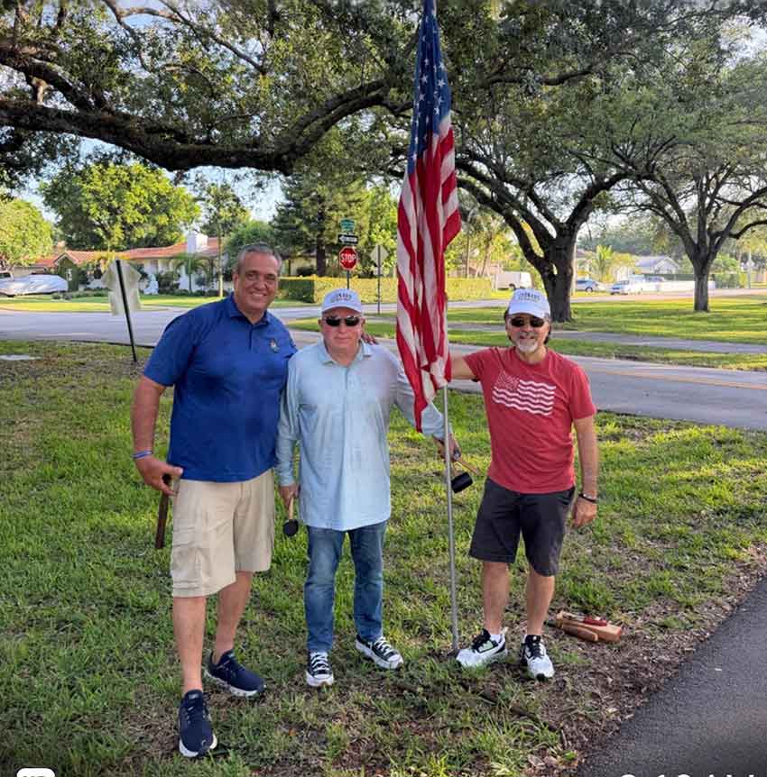 Rotary Club Decorating Curtiss Parkway with American Flag (Photo Credit:  Jorge Santin)