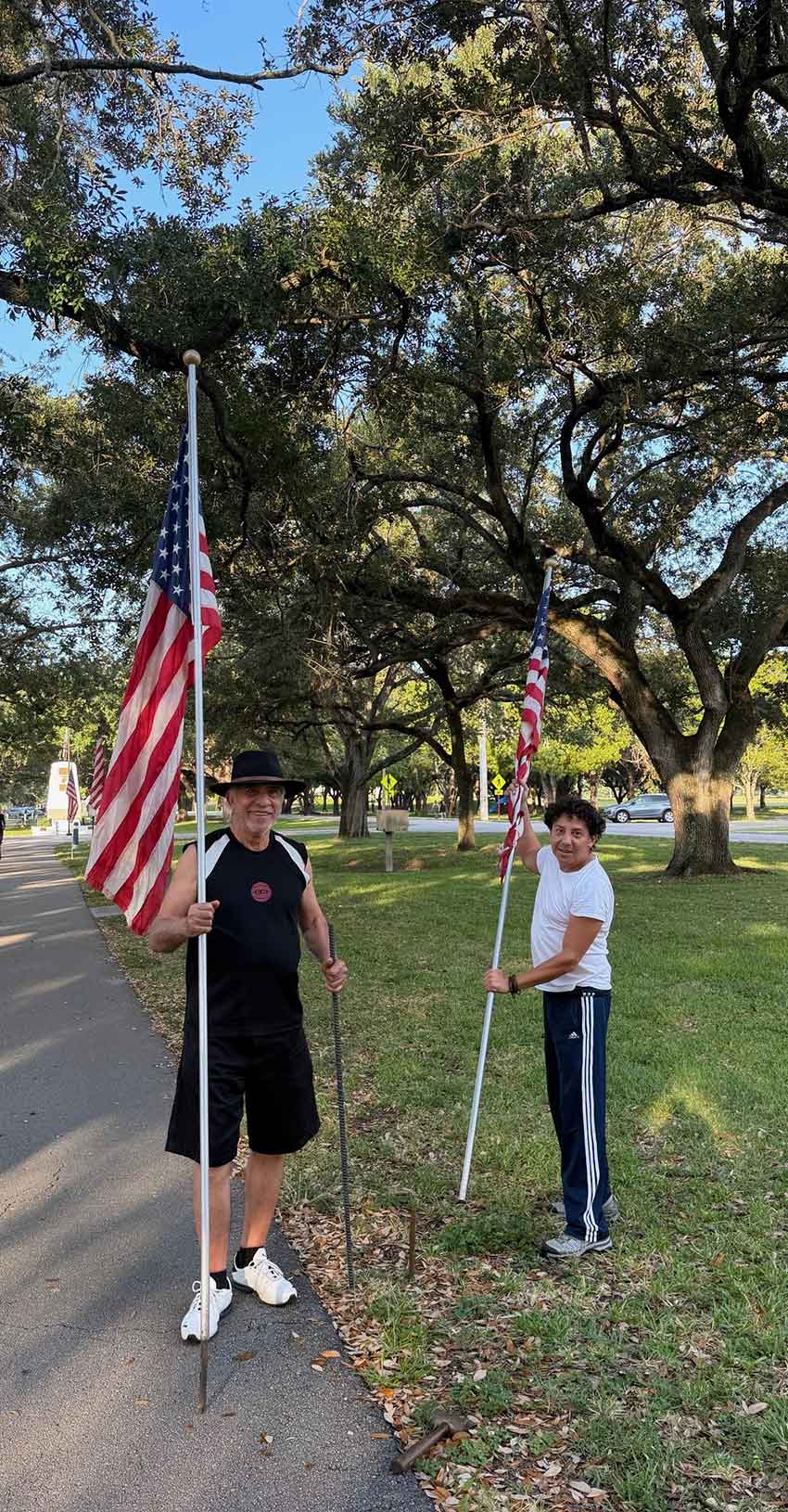 Rotary Club Decorating Curtiss Parkway with American Flag (Photo Credit:  Jorge Santin)
