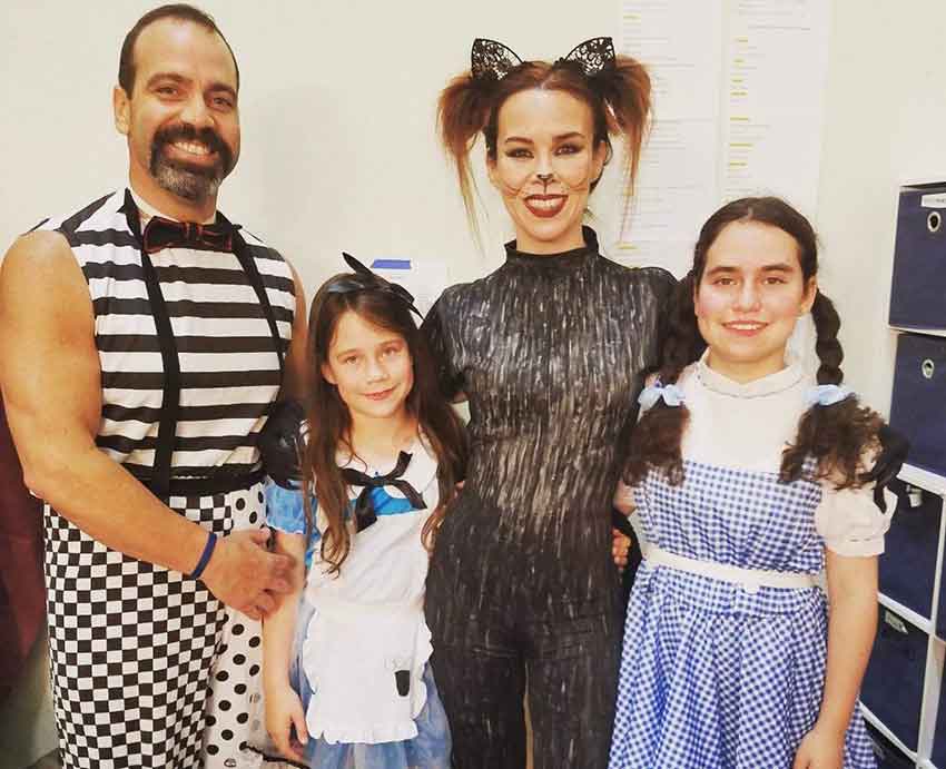 Jorge Calil and the Calil family (Kim, Hannah and Emma) in a 2018 Pelican Playhouse production.The family has been part of the Playhouse for more than 15 years. Photo Credit: The Pelican Playhouse