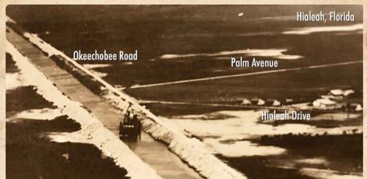 1919 Aerial Photo of the Dredging of the Miami Canal Separating Miami Springs and Hialeah