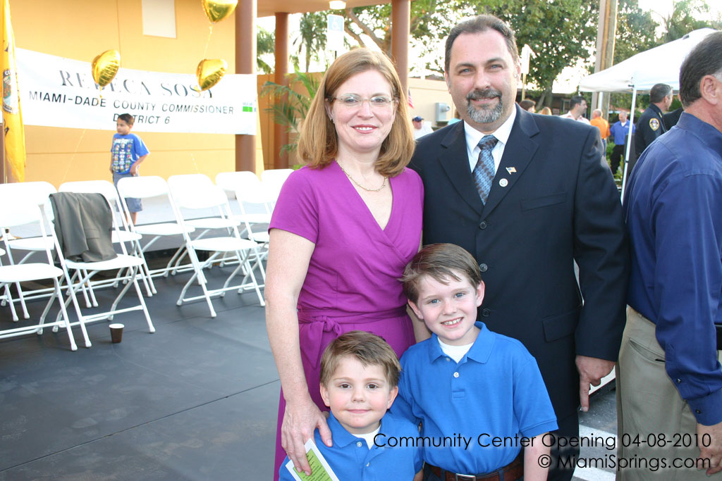 Councilwoman Jennifer Ator with her kids and Councilman George Lob at the Miami Springs Rec Center Grand Opening - April 8, 2010