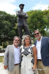 Juan Calvo, Natalie Plasencia, and Alejandro Plasencia at the unveiling of the Glenn Curtiss & June Bug Legacy Memorial