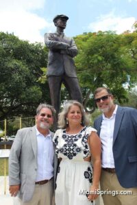 Juan Calvo, Natalie Plasencia, and Alejandro Plasencia at the unveiling of the Glenn Curtiss & June Bug Legacy Memorial