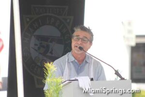 Miami Springs Mayor Walter Fajet at the Unveiling of the Glenn Curtiss & June Bug Memorial in Miami Springs
