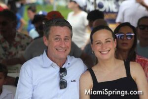 Max Milam and his daughter Kristie Milam at the unveiling of the Glenn Curtiss and June Bug Memorial