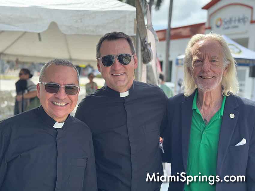 Father Matias Hualpa, Father Attila Frohlich, and former Councilman Bob Best
