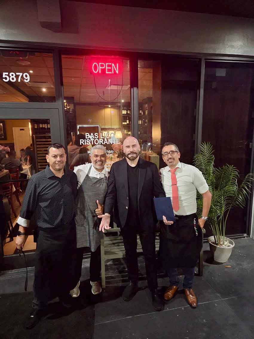 John Travolta at Basilico Ristorante in Miami Springs (Photo Credit: @basilicoristorante)