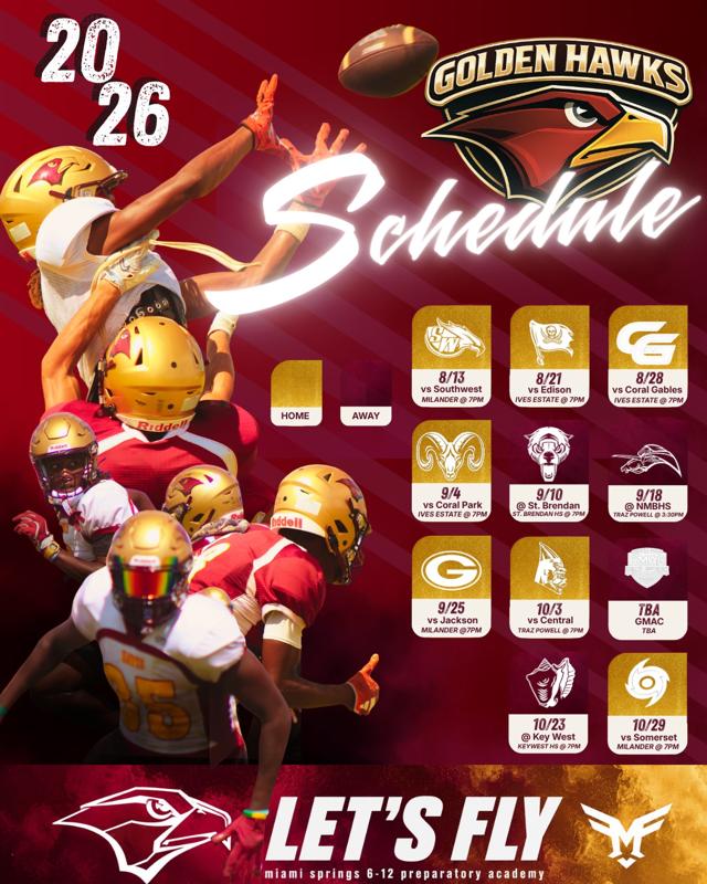 2026 Miami Springs Golden Hawks Football Schedule Flyer