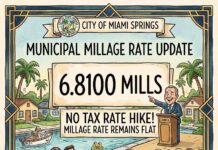 Miami Springs Sets Tentative 6.8100 Millage Rate: Rate Remains Flat