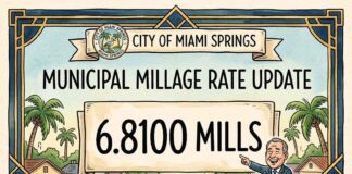 Miami Springs Sets Tentative 6.8100 Millage Rate: Rate Remains Flat