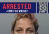 Hotel Battery Investigation in Miami Springs Leads to Narcotics Seizure and Three Arrests Booking graphic of Jennifer Wright with charges listed as trafficking methamphetamine and possession of controlled substance/psilocybin