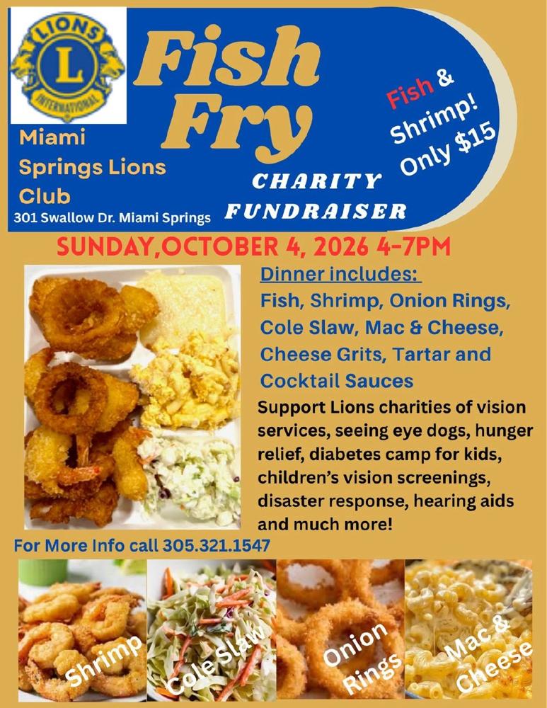 Miami Springs Lions Club Fish Fry Flyer