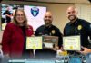 Miami Springs Police Department Honored with Inaugural ‘Key to the Club’ by Miami Springs Woman’s Club Miami Springs Police Department Officers receiving the Key to the Club award