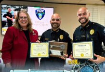 Miami Springs Police Department Honored with Inaugural ‘Key to the Club’ by Miami Springs Woman’s Club Miami Springs Police Department Officers receiving the Key to the Club award