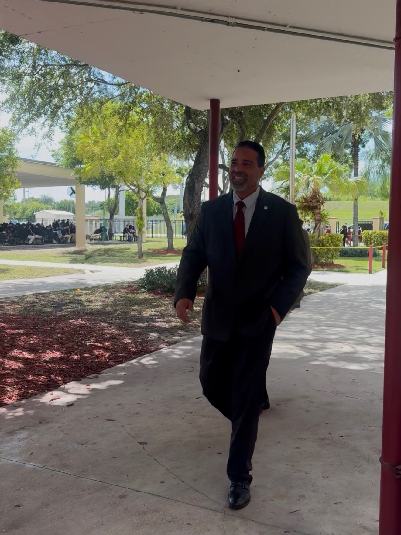 Superintendent Rafael Villalobos on Miami Springs school campus