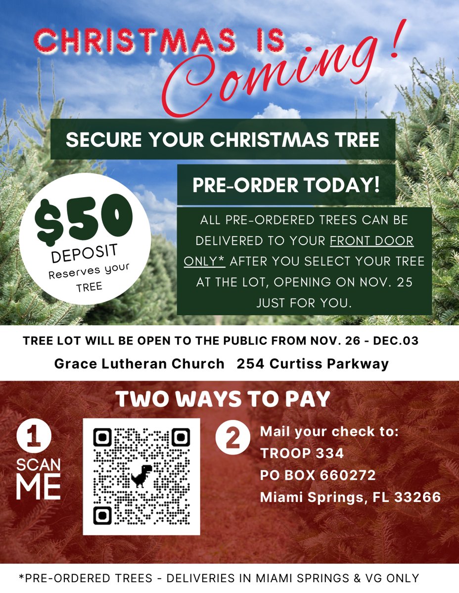 Scouts BSA Troop 334 Christmas Tree Sale pre-order flyer