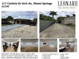 FOR RENT: 2 Bed, 1 Bath Home at 117 Carlisle Dr #a in Miami Springs – $3,200/mo 117 Carlisle Dr Unit #a Miami Springs Rental Listing Flyer