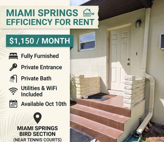 For Rent: Miami Springs Efficiency Miami Springs Efficiency for Rent