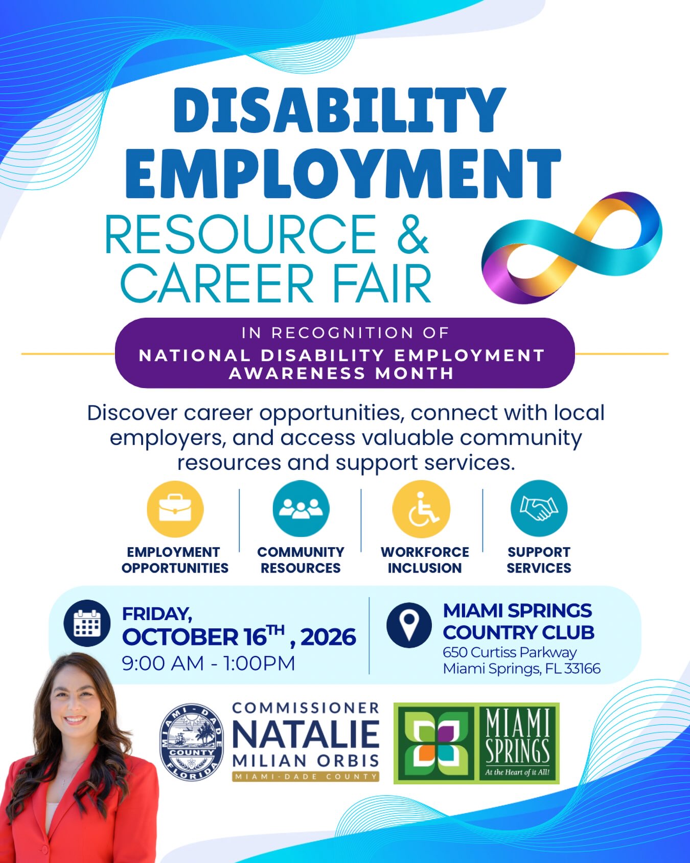 Disability Employment Resource & Career Fair Flyer. Photo: Commissioner Natalie Milian Orbis