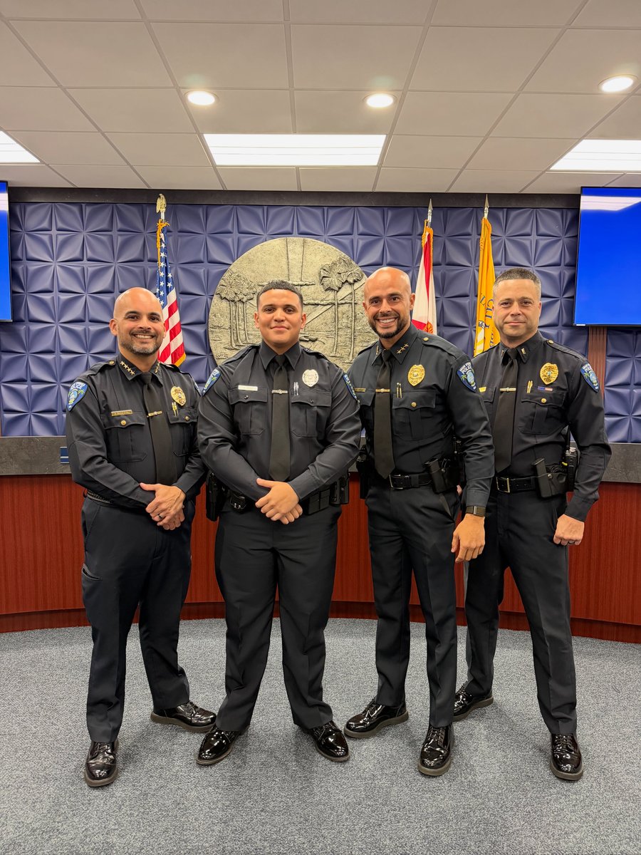 Officer Steven Diaz officially sworn in to Miami Springs Police Department. Photo Credit: @MiamiSpringsPD