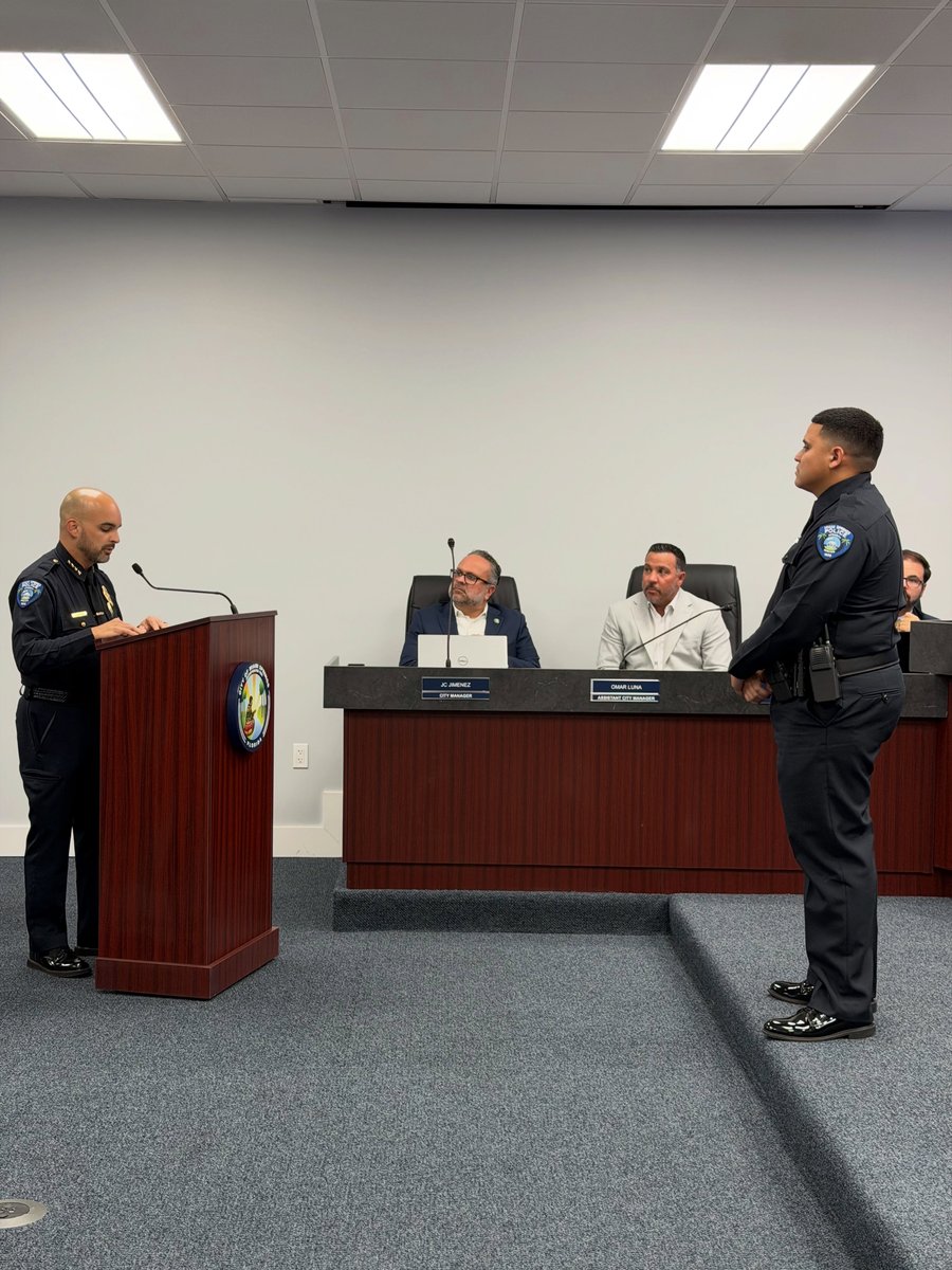 Officer Steven Diaz swearing in ceremony. Photo Credit: @MiamiSpringsPD