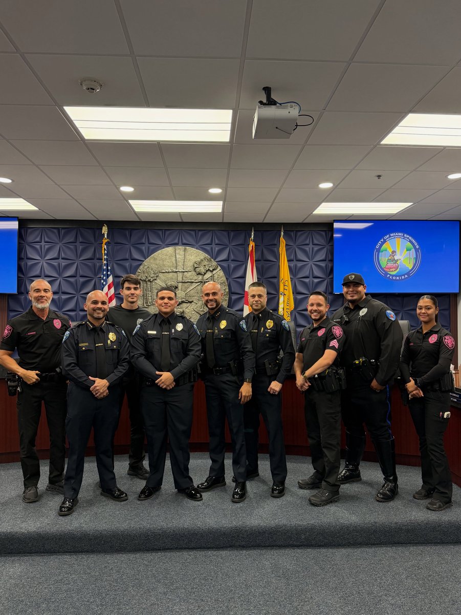Officer Steven Diaz officially sworn in to Miami Springs Police Department. Photo Credit: @MiamiSpringsPD