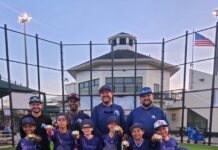 Historic Championship: 10U Miami Springs River Sharks Capture USSSA NIT Tournament Title The 10U Miami Springs River Sharks baseball team posing together on the field with their championship rings and banner after winning the USSSA NIT tournament in Coral Springs.
